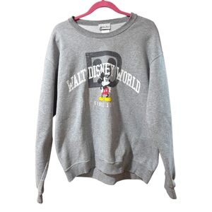 Walt Disney World Large Gray Mickey Mouse Crew Neck Pullover Sweater